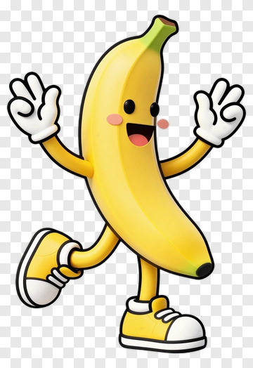 Cartoon Banana Character Dancing PNG