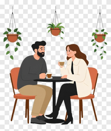 Couple Enjoying Coffee Together PNG