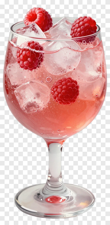 Raspberry Drink With Ice Cubes PNG