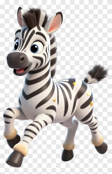 Cartoon Zebra Running With A Happy Expression PNG