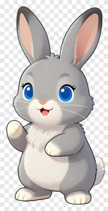 Cartoon Rabbit With Blue Eyes PNG