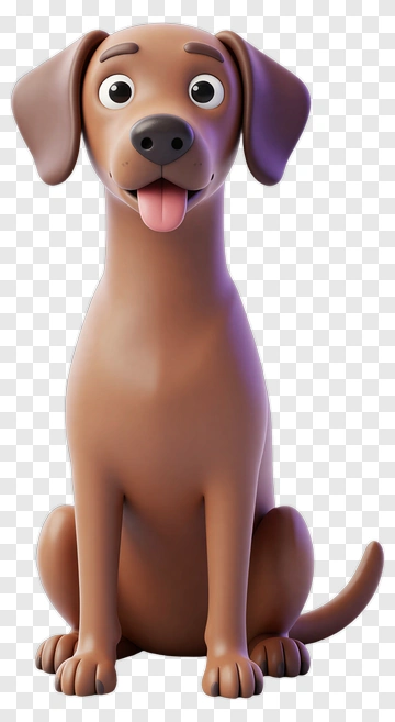 3D Cartoon Dog Sitting PNG