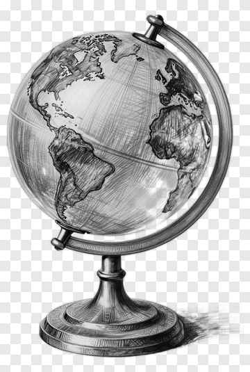 Sketch Globe On Stand PNG
