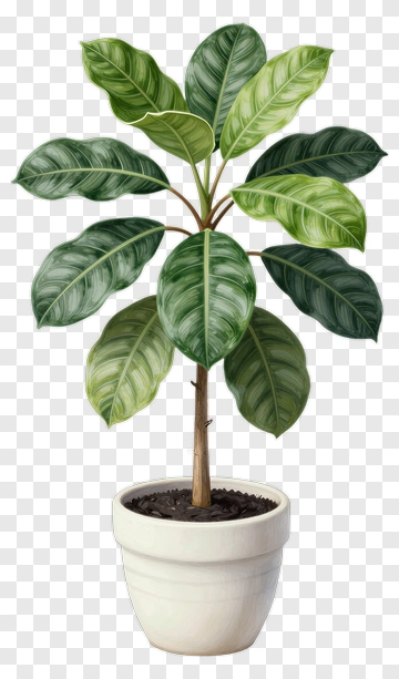 Ficus Plant In A White Pot PNG