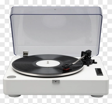 White Turntable With Vinyl Record PNG