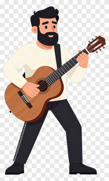 Cartoon Musician Playing Guitar PNG