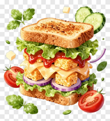 Delicious Sandwich With Fresh Ingredients PNG