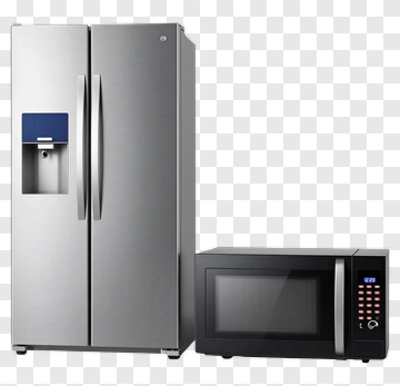 Stainless Steel Refrigerator And Microwave PNG