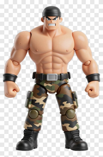 Action Figure Soldier In Camouflage Pants PNG
