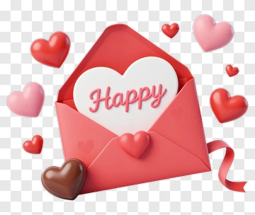 Happy Heart Envelope With Love Hearts PNG