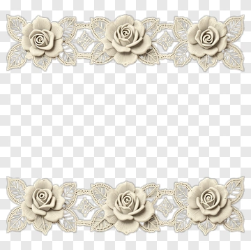 Decorative Floral Border With Roses PNG