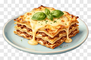 Delicious Lasagna With Melted Cheese And Basil PNG
