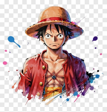 Anime Character With Straw Hat And Colorful Background PNG
