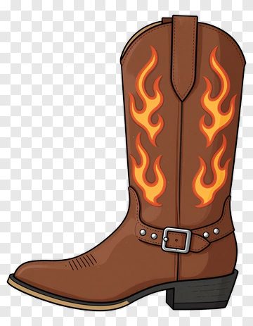Brown Cowboy Boot With Flames PNG
