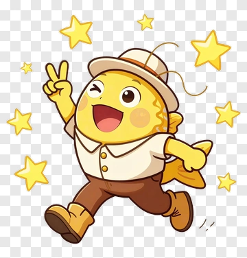 Cartoon Fish With A Peace Sign And Stars PNG