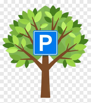 Parking Tree With Sign PNG