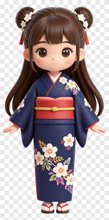 Cartoon Girl In A Kimono PNG