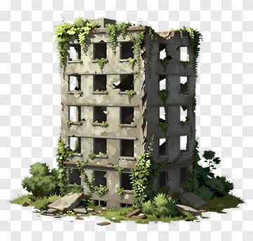 Abandoned Building Overgrown With Vegetation PNG