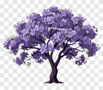 Colorful Tree With Purple Flowers PNG