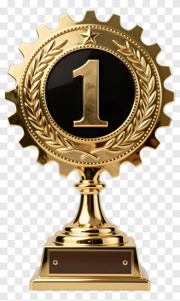 Gold Trophy With Number One PNG