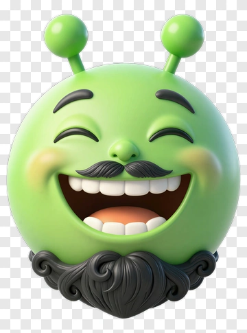 Cartoon Smiling Green Character With Mustache PNG
