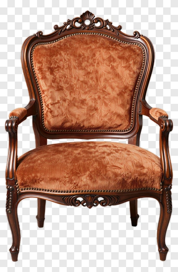 Vintage Armchair With Ornate Design PNG