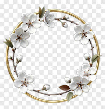 Floral Wreath With White Blossoms PNG