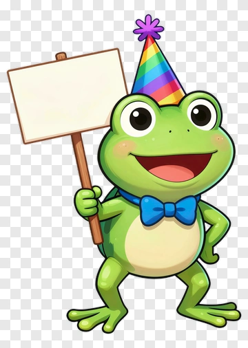 Cartoon Frog Holding A Blank Sign PNG