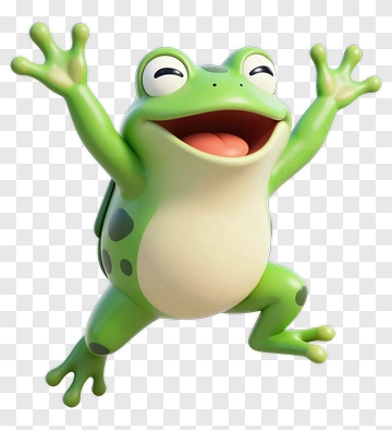 Cartoon Frog Jumping With Joy PNG