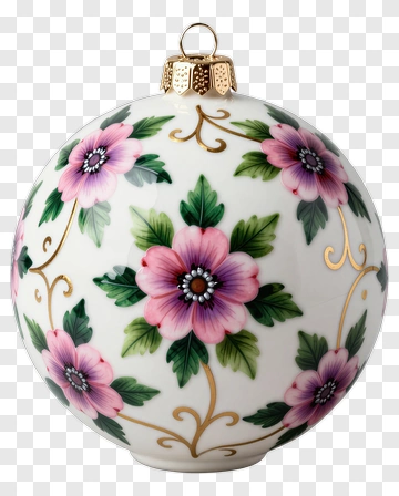 Decorative Floral Christmas Ornament PNG