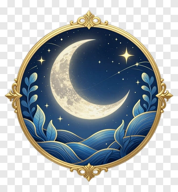 Moon And Stars In A Decorative Frame PNG