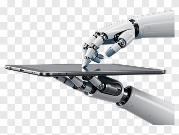 Robot Hand Using A Tablet PNG