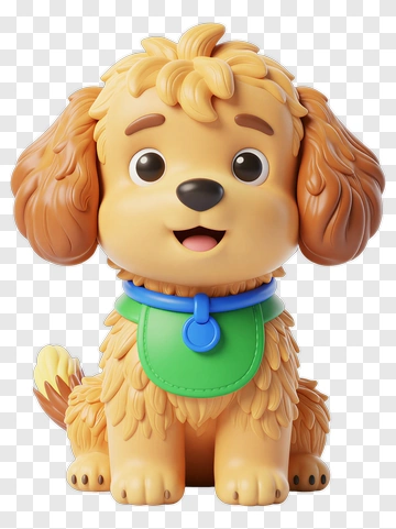 Cartoon Dog With Green Collar PNG