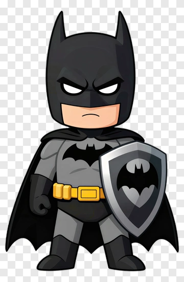 Cartoon Batman Holding A Shield PNG