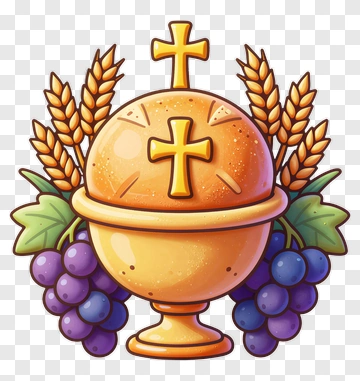 Golden Chalice With Grapes And Wheat PNG