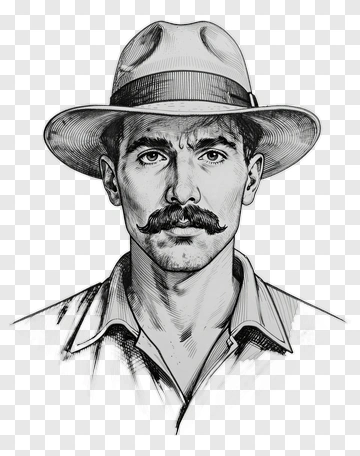 Vintage Portrait Of A Man With A Hat PNG