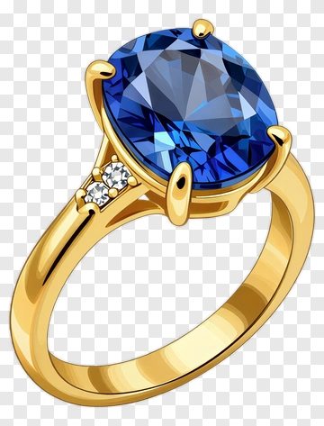 Gold Ring With Blue Gemstone PNG
