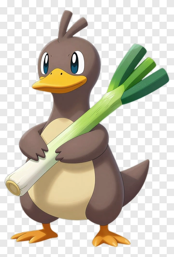 Cartoon Duck Holding A Leek PNG