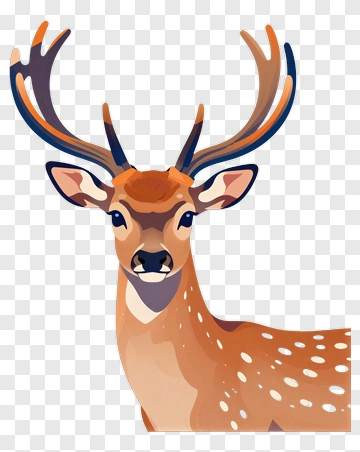 Cartoon Deer With Antlers PNG