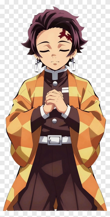 Anime Character In Traditional Outfit With Closed Eyes PNG