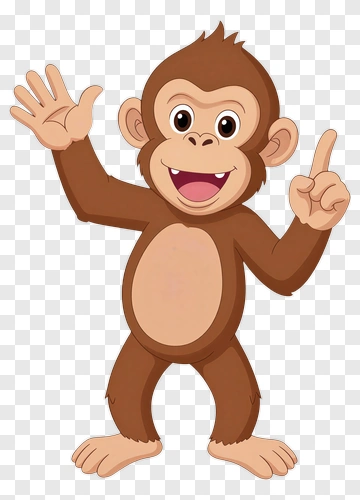 Cartoon Monkey Waving Hand PNG