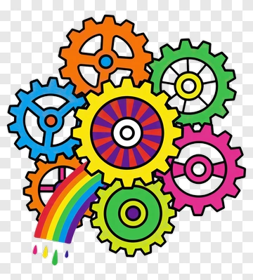Colorful Gears With Rainbow PNG