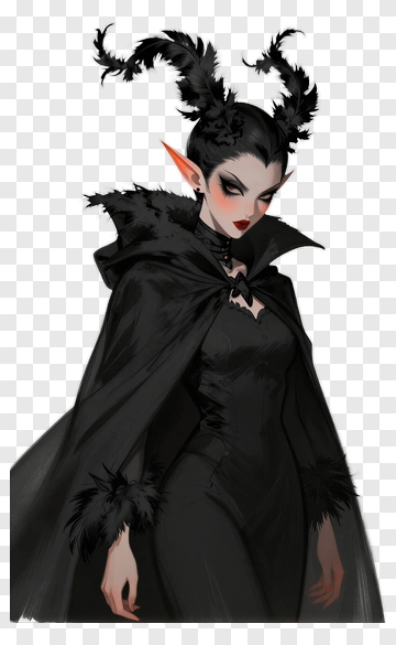 Vampire Woman In Black Cloak PNG