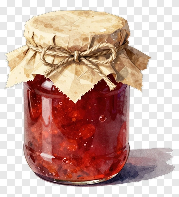 Watercolor Jar Of Jam With Twine And Paper Lid PNG