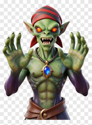 3D Goblin With Pirate Attire PNG