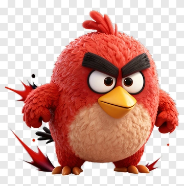 3D Angry Red Bird Character PNG