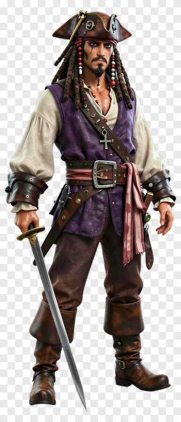 Pirate Character Holding A Sword PNG