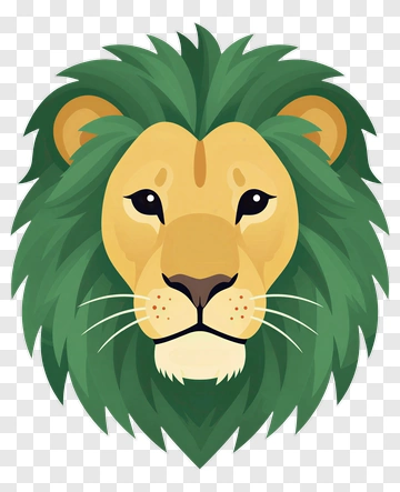 Cartoon Lion With Green Mane PNG