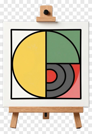 Geometric Abstract Artwork On Easel PNG