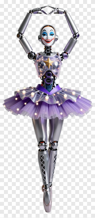 Robot Ballerina In A Purple Tutu PNG